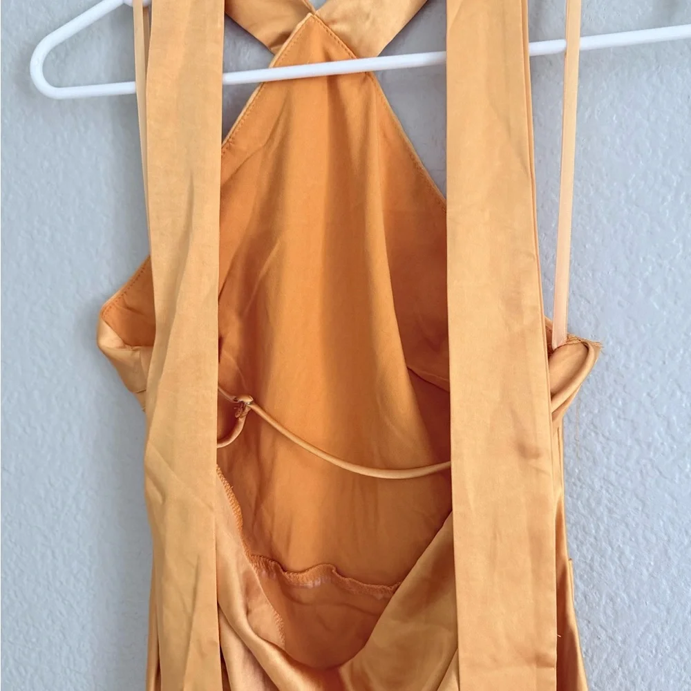 Selfie Leslie Italia Azure Crossover Halter neck Satin Maxi Dress Sun - Picture 5 of 7